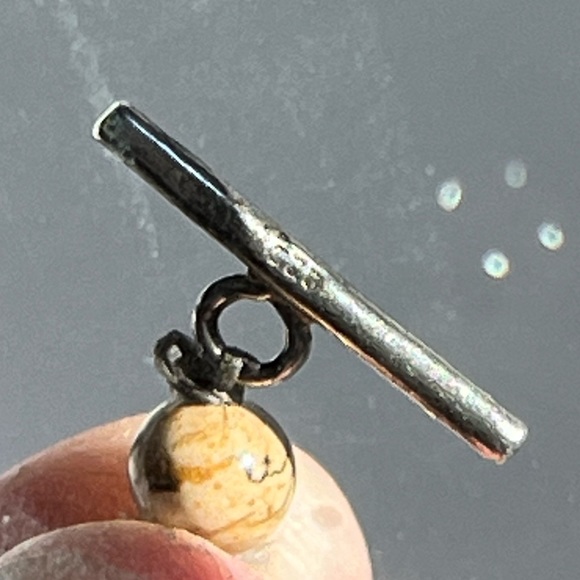 Jasper and Gold Pearl 18” Necklace and Earrings Set Sterling Silver - Picture 8 of 11